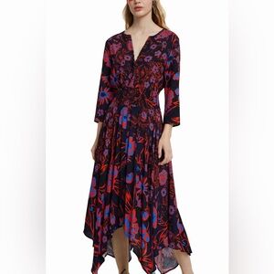 Desigual Floral Midi Dress Size 8
